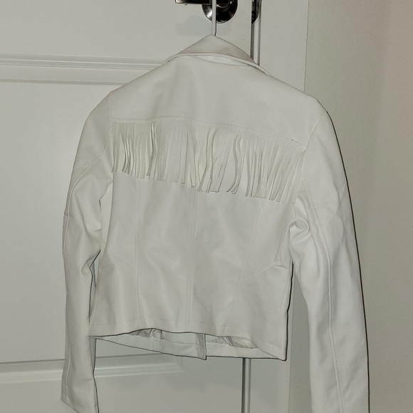 White Leather Fringe Jacket - Picture 2 of 3